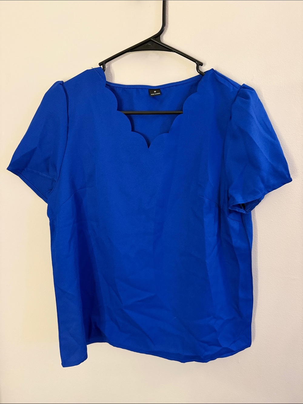 Scallop Neck Short Sleeve Top - Royal Blue